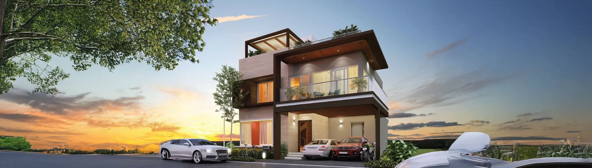 Concorde Abode 99 villa at sunset in Bommasandra, near Electronic City