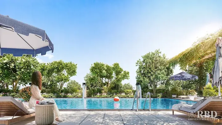 Swimming pool deck with sun loungers at Concorde Neo (artist's impression)