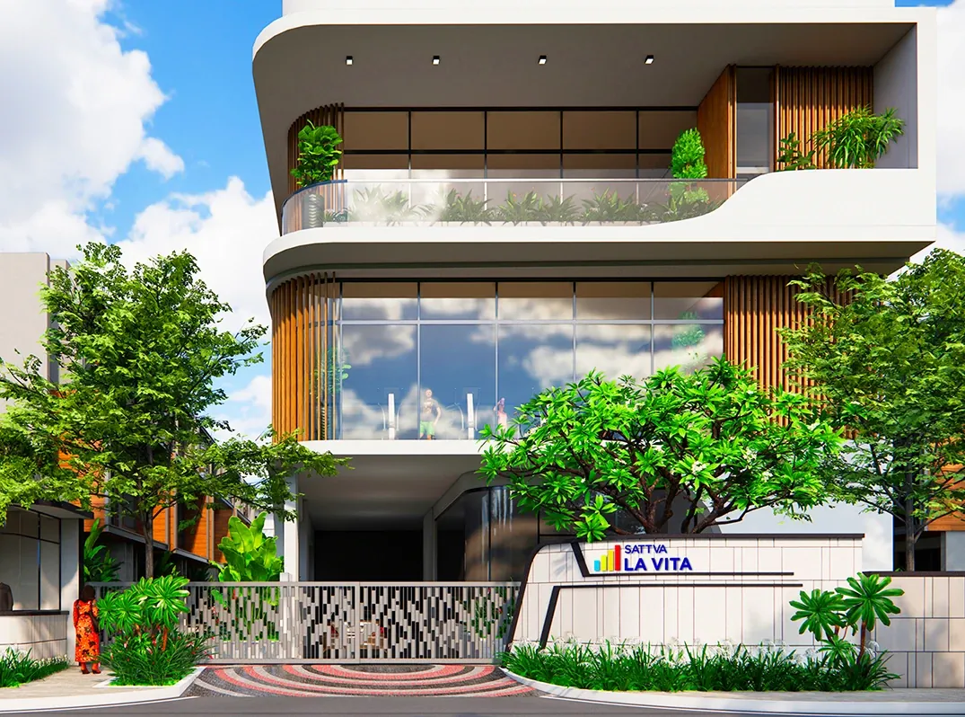 Sattva La Vita clubhouse and entrance with project signage